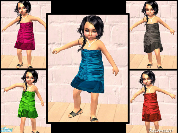 Sims 2 — RuffleDresses by Recomecar — A cute collection of five diffrent coloured dresses for toddlers. Necklace