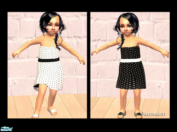 Sims 2 — BlackAndWhiteDotsDresses by Recomecar — A cute pair of black and white or white and black doted dresses for
