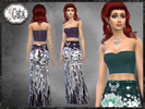 Sims 4 — SF Tube Top with Long Sequin Skirt Outfit by Five5Cats — Designer inspired by Salvatore Ferragamo Long Floral