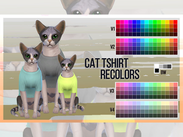 Sims 4 — Cat Tshirt Recolor by mayrez — This is the Cats and Dogs tshirt for cats recolored. Pick and choose as many