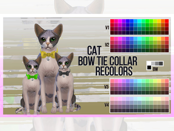 Sims 4 — Cat Bowtie Collar Recolor by mayrez — This is the Cats and Dogs bowtie collar for cats recolored. Pick and
