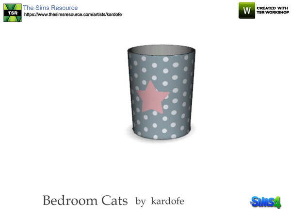 Sims 4 — kardofe_Bedroom Cats_Paper bin by kardofe — Metal trash bin with polka dots and stars 