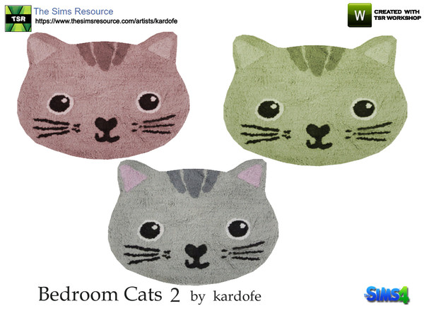 Sims 4 — kardofe_Bedroom Cats_Rug by kardofe — Carpet shaped cat face, fluffy and fun, in three different options 