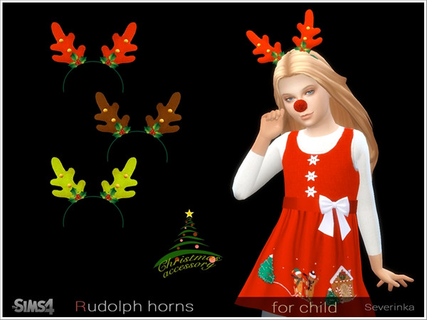 Sims 4 — Rudolph horns for child by Severinka_ — Rudolph horns for child 'Christmas accessory' CAS category: Hat Male /