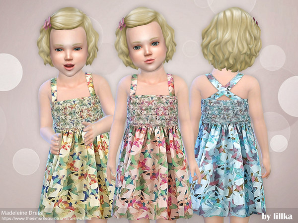 Sims 4 — Madeleine Dress [NEEDS TODDLER STUFF] by lillka — Madeleine Dress New item / 3 styles YOU NEED Toddler Stuff