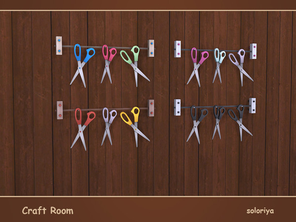 Sims 4 — Craft Room Scissors by soloriya — Scissors wall deco. Part of Craft Room set. 4 color variations. Category: