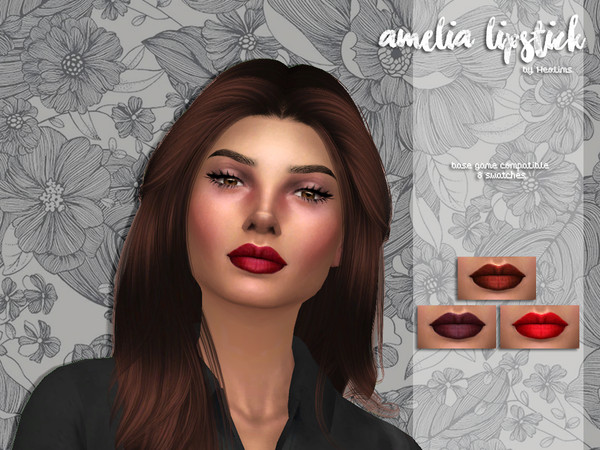 Sims 4 — Amelia Lipstick by Heolims — Lipstick in 8 colors