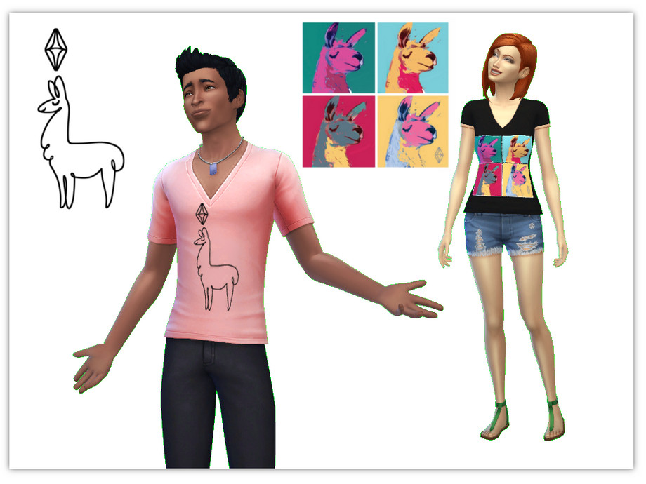 The Sims Resource Ts4 Merchandise T Shirts Pack 2 Llama
