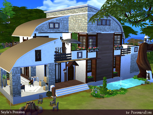 Sims 4 — Sayla's Pension by PoyomaruSims — This cozy pension is built for my sim Sayla, who is a character from the anime