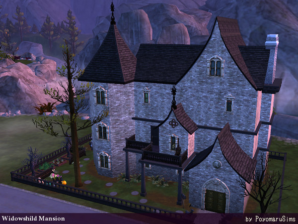 Sims 4 — Widowshild Mansion by PoyomaruSims — Built for vampires who are living with humans. Includes: a tomb, a vampire