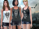 Sims 4 — Skyrim top for women by GalaxxyFoxx2 — Keep calm and FUS RO DAH! Top for women teen to elder, 3 swatches.
