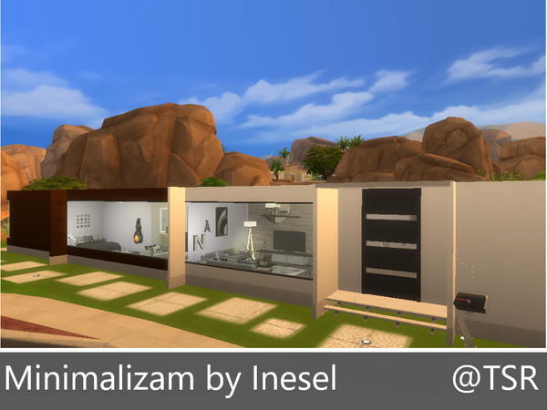 Sims 4 — Minimalizam by Inesel — Modern, minimalist house for your simmies. One storey, built and decorated with a