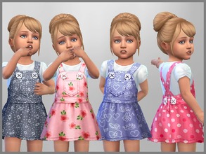 Sims 4 — Lucy Toddler Dress by SweetDreamsZzzzz — Set of 4 toddler dresses for everyday wear Hair by Jruvv