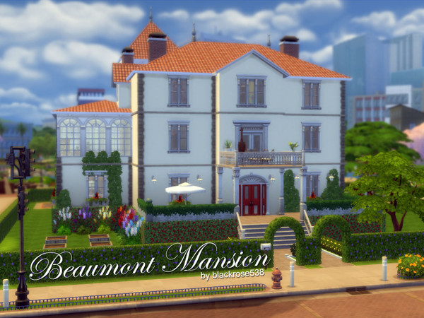 Sims 4 — Beaumont Mansion by blackrose538 — This is a French style Mansion It features a spaceous kitchen, living room,
