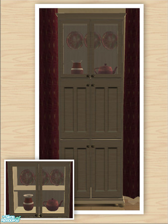 Sims 2 — Cozy Cottage Living Bookcase by jlk2400 — Part of my Cozy Cottage Living set. Bookcase disquised as a china