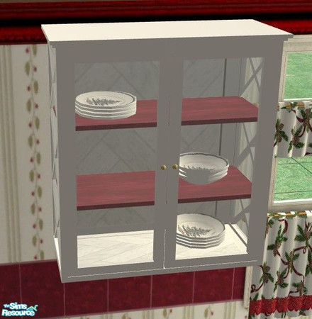 Sims 2 — Holiday Kitchen - Cupboard 1 by Riverwillows — Beautiful Holiday Kitchen featuring pine boughs, and silver,