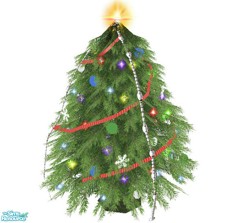 Sims 2 — Christmas Deco Set - Christmas Tree by sim_man123 — New decorative mesh, lit Christmas Tree (It\'s always turned