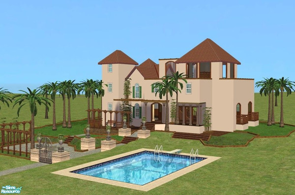 Sims 2 — Spanish Villa by juttaponath — Only maxis objects. No mesh or expansion pack required.