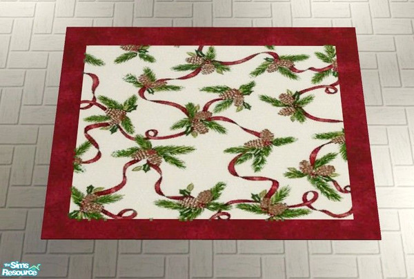 Sims 2 — Holiday Kitchen - 3x4 Oblong Rug by Riverwillows — Beautiful Holiday Kitchen featuring pine boughs, and silver,
