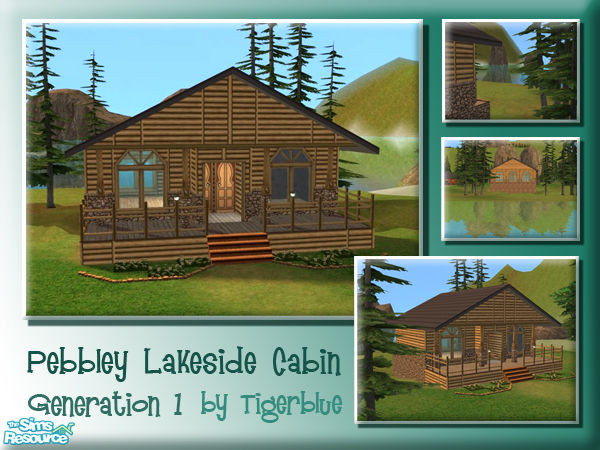 Sims 2 — Pebbley Lakeside Cabin by Tigerblue — *REQUIRES BV ONLY* A light wood version of my Lakeside Cabin lot. Cosy and