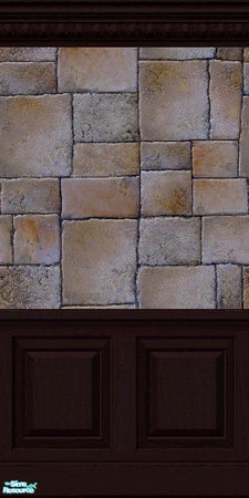 Sims 2 — Dark Wood-n-Stone Wall by tlkaska — This Dark Wood-n-Stone Wall matches the Maxis "Large Tuscan" stone