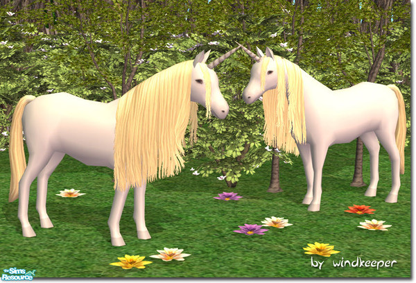 Sims 2 — White Unicorn - golden mane by Windkeeper — Golden mane recolor for white unicorn mesh from this set.