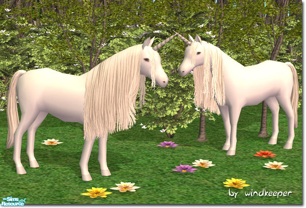 Sims 2 — White Unicorn - mesh by Windkeeper — Decorative lifesize white unicorn.
