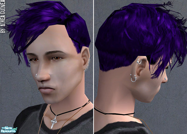 Sims 2 — AG09 Male Hair - Ultra Violet by aikea_guinea — 'Ultra Violet' for Teens, Young Adults, Adults, and Elders.
