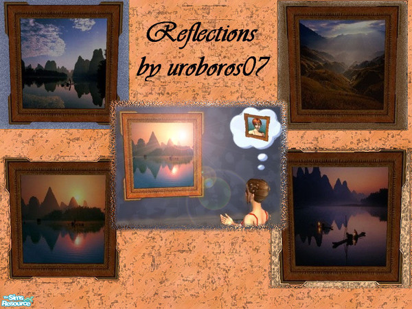 Sims 2 — Reflections by Uroboros07 — A set of beautiful framed photos, recolor of maxis oil portrait Red vs. Blue. Enjoy!
