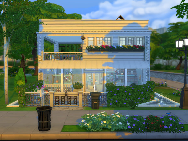 Sims 4 — Flower Shop by Silerna — We want to sell many flowers and flora!The shop itself is on the base floor with a