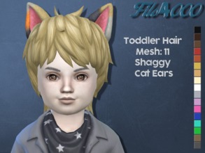 Sims 4 — [Filo4000] Toddler Hair 11: Shaggy Cat Ears by filo40002 — Adult too toddler hair conversion 19 colours