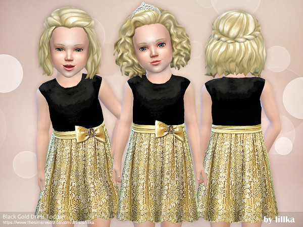 Sims 4 — Black Gold Dress Toddler [NEEDS TODDLER STUFF] by lillka — Black Gold Dress Toddler New item / one style YOU