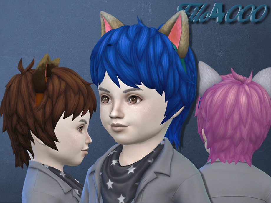 Sims 4 - Filo4000 Toddler Hair 11: Shaggy Cat Ears by filo40002 - Adult too...