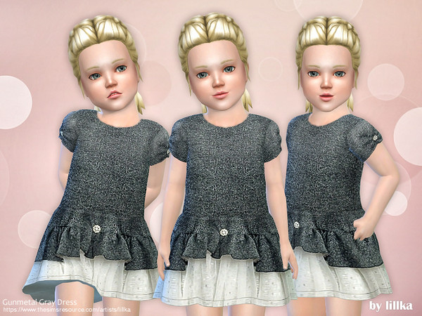 Sims 4 — Gunmetal Gray Dress [NEEDS TODDLER STUFF] by lillka — Gunmetal Gray Dress New item / one style YOU NEED Toddler