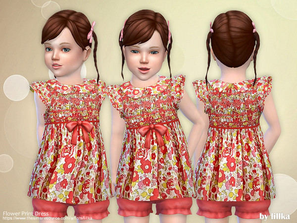 Sims 4 — Flower Print Dress [NEEDS TODDLER STUFF] by lillka — Flower Print Dress New item / one style YOU NEED Toddler