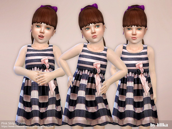 Sims 4 — Pink Stripe Dress [NEEDS TODDLER STUFF] by lillka — Pink Stripe Dress New item / one style YOU NEED Toddler