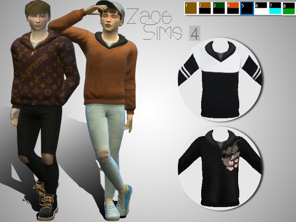 Sims 4 — Z Hoodie 1 by Zace1 — Z Hoodie V1 have 8 Model, please don't recolor