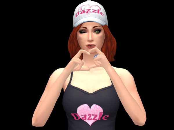 Sims 4 — Base Game Tank Recolor-- Dazzle Style by Jezi — Base game black tank Dazzle Swag style. 