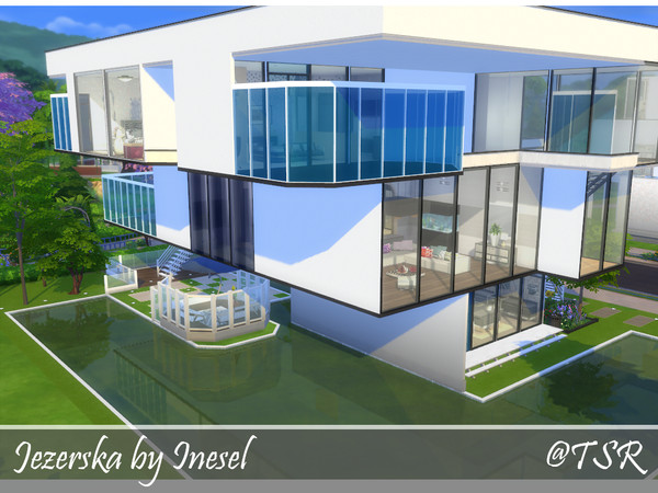 Sims 4 — Jezerska by Inesel —  This is a big lakeside house with great views! 1st floor: small complete loft. 2nd floor: