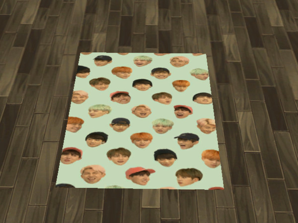 Sims 4 — BTS Rug (K-POP) v1 by Lumsims — Just a simple recolored rug with BTS funny faces 