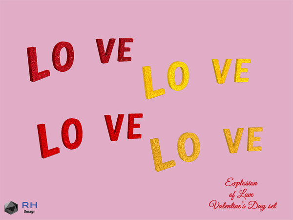 Sims 4 — HVD Love Sign by RightHearted — A freestanding glittered paper mache LOVE sign for home decor, wedding,
