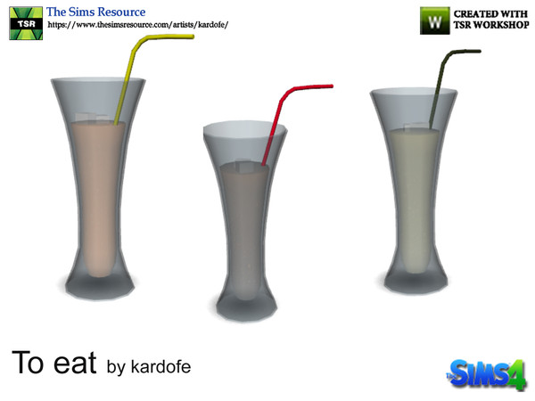 Sims 4 — kardofe_To eat 1_Glass of soda by kardofe — Glass tumbler, with soda and straw, in three different, decorative