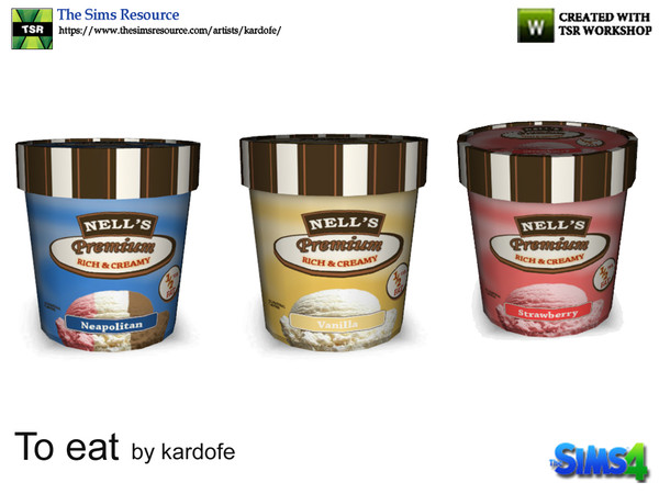 Sims 4 — kardofe_To eat 1_Ice cream by kardofe — Ice cream tub, in three different, decorative flavors 