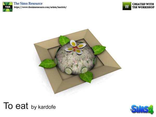Sims 4 — kardofe_To eat 1_Russian salad by kardofe — Russian salad tray decorated with boiled eggs, decorative 