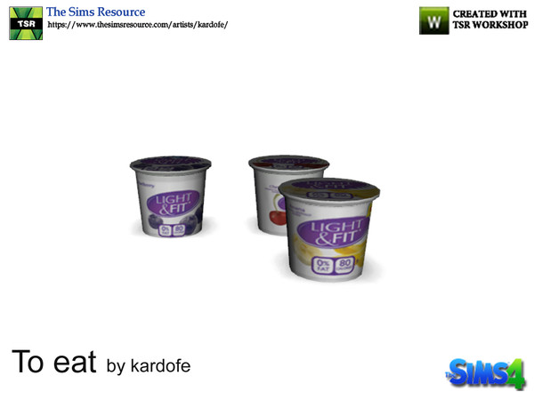 Sims 4 — kardofe_To eat 1_Yoghurts by kardofe — Three glasses of yogurt, decorative 