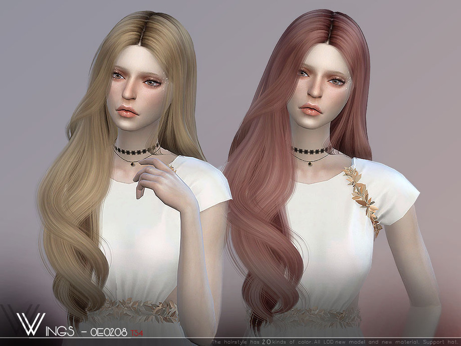 Sims 4 - WINGS-OE0208 by wingssims - This hair style has 20 kinds of color ...