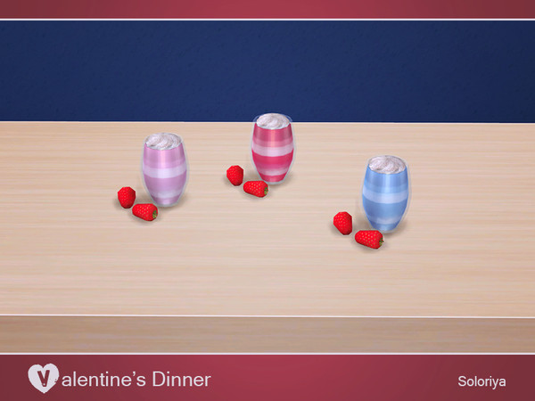 Sims 4 — Valentine's Dinner. Cocktail with Strawberry by soloriya — Cocktail with two strawberries in one mesh. Part of