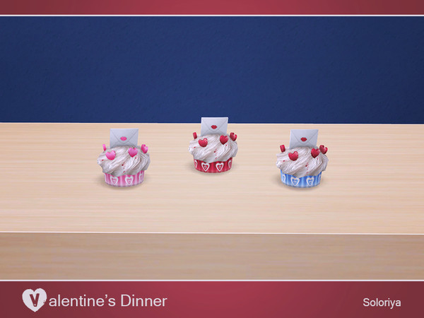 Sims 4 — Valentine's Dinner. Cupcake with a Letter by soloriya — Cupcake with a tiny love letter and hearts. Part of