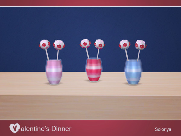 Sims 4 — Valentine's Dinner. Cocktail with Candies by soloriya — Cocktail with candies and flowers. Part of Valentine's