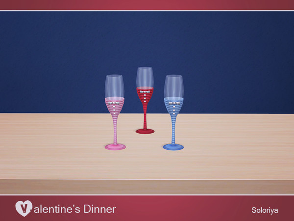 Sims 4 — Valentine's Dinner. Wine Glass He by soloriya — Wine glass He with pearls and bow. Part of Valentine's Dinner